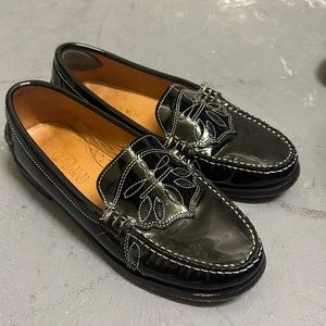 Ganni Women’s Black and White Embroidered Loafer in Size 38